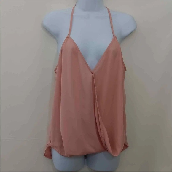 ❤️ LILY WHITE Women's Top Pink Surplice Spaghetti Strap Draping Blouse Medium - Picture 3 of 7